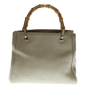 Gucci Tan Bag Shoulder Leather Metallic Beige Handbag Bamboo